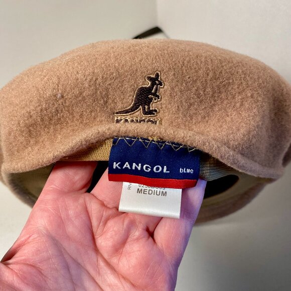 KANGOL blue 100% Pure New Wool 504 Seamless Flat Cap Medium, Camel/LghtBrw - Picture 5 of 12